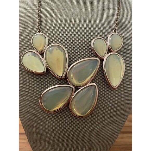 Iridescent Green Teardrop Cluster Statement Necklace 20 inches - Picture 2 of 9